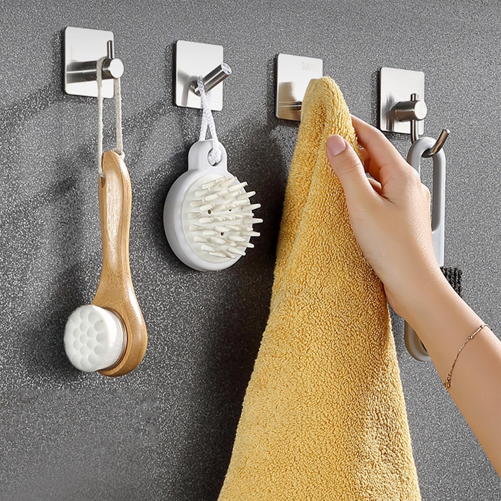 掘削することなく頑丈な頑丈なステンレス鋼接着フックを掘り下げてくださいバスルームキッチン用品