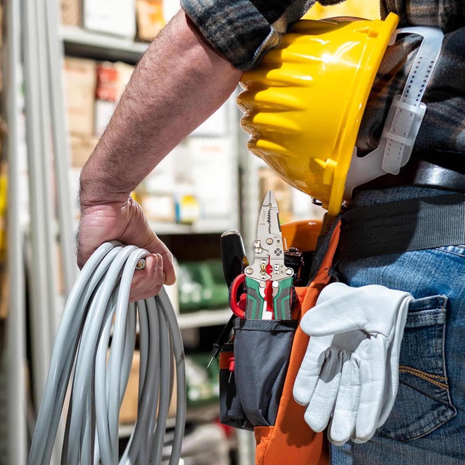 ワイヤーストリッパー ツール,電気ワイヤー クリンプ プライヤー | 人間工学設計 防錆仕様 多用途 滑り..