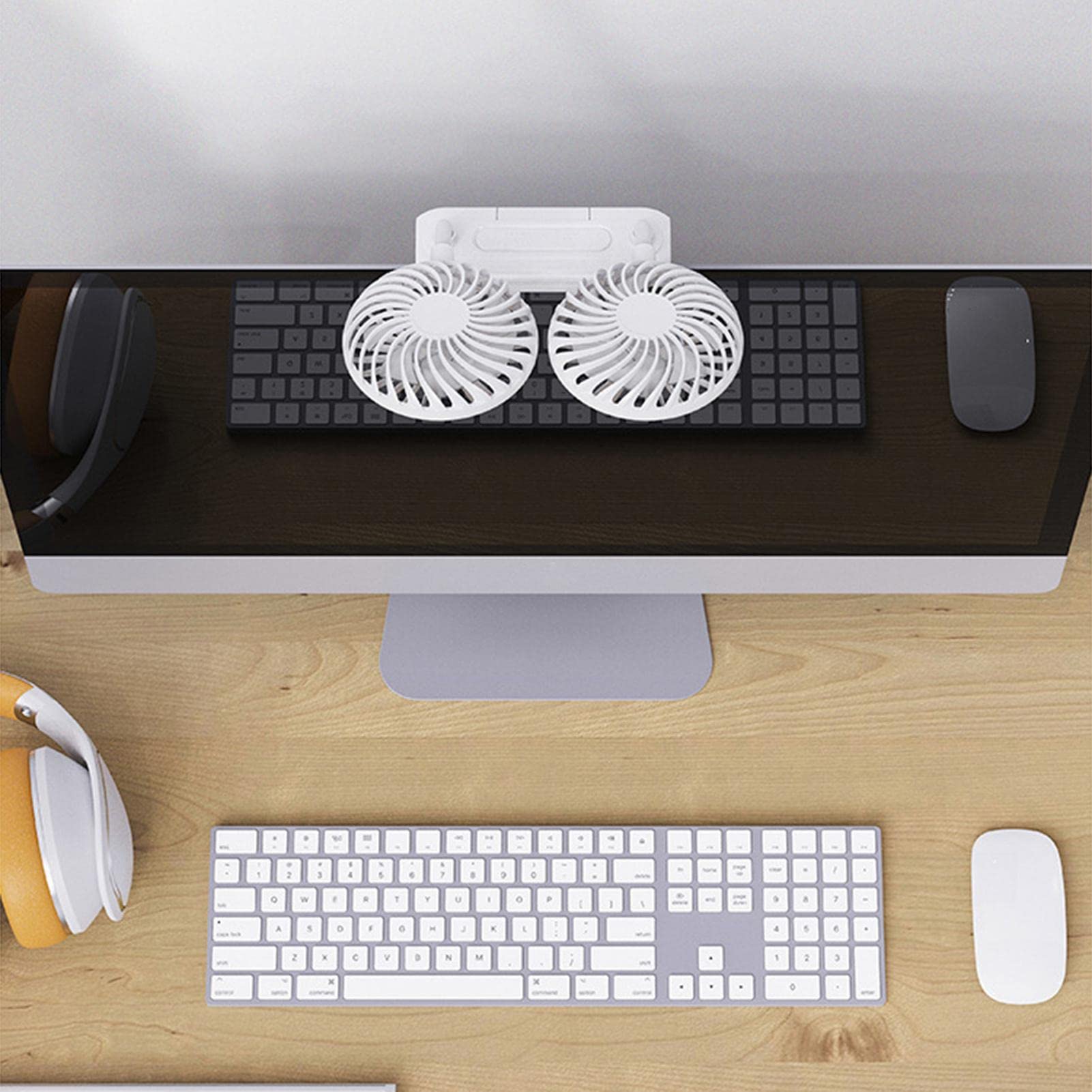 クリップ付き小型デスクファン | 調節可能な3風速のポータブル小型ファン - オフィスラップトップ、デ..