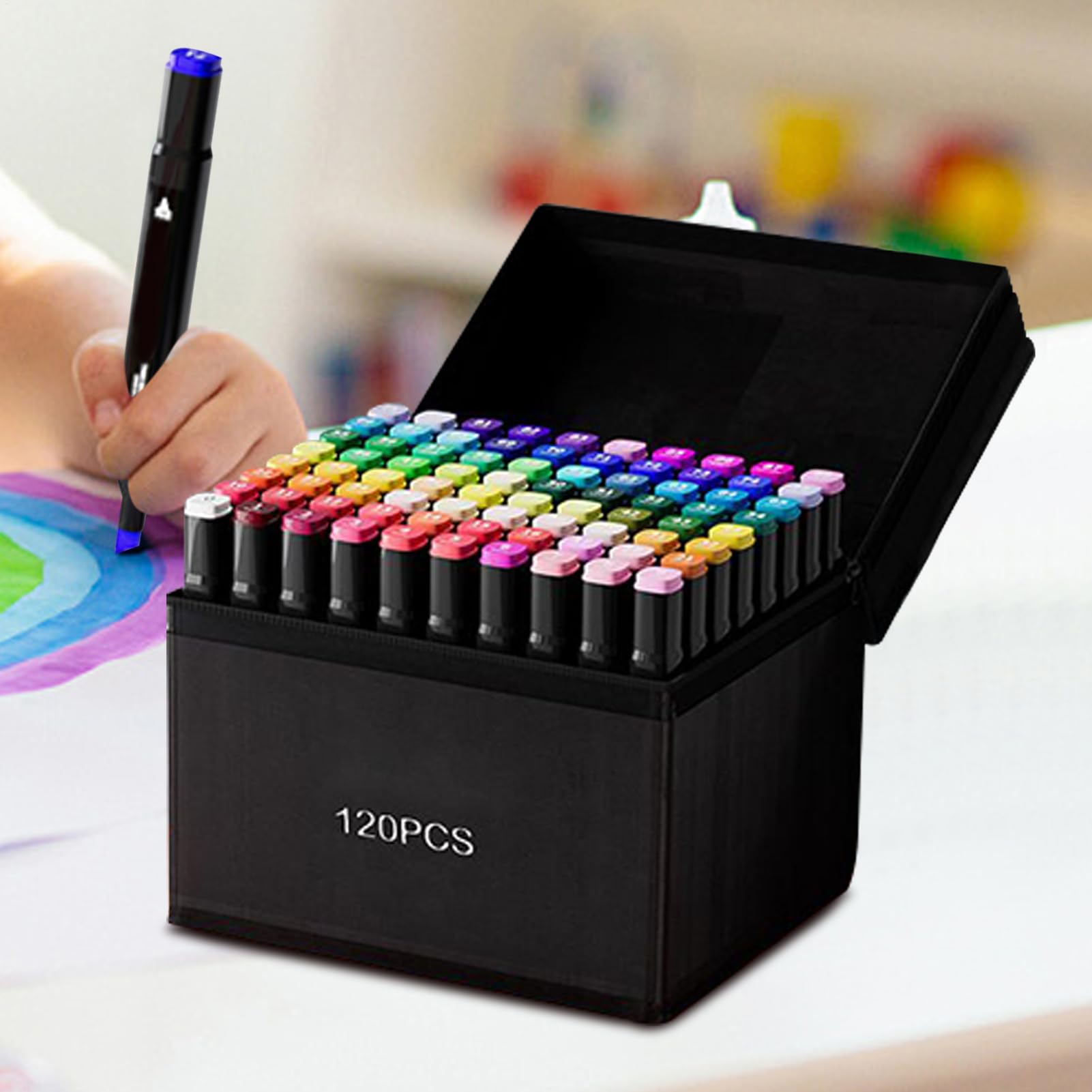 大人用カラーマーカー,両端使いマーカー - 水に強い油性ダブルチップ 子ども用描画ペン 大人の細密塗り絵 工作 日常の落書き 旅行 学校 教室(4)