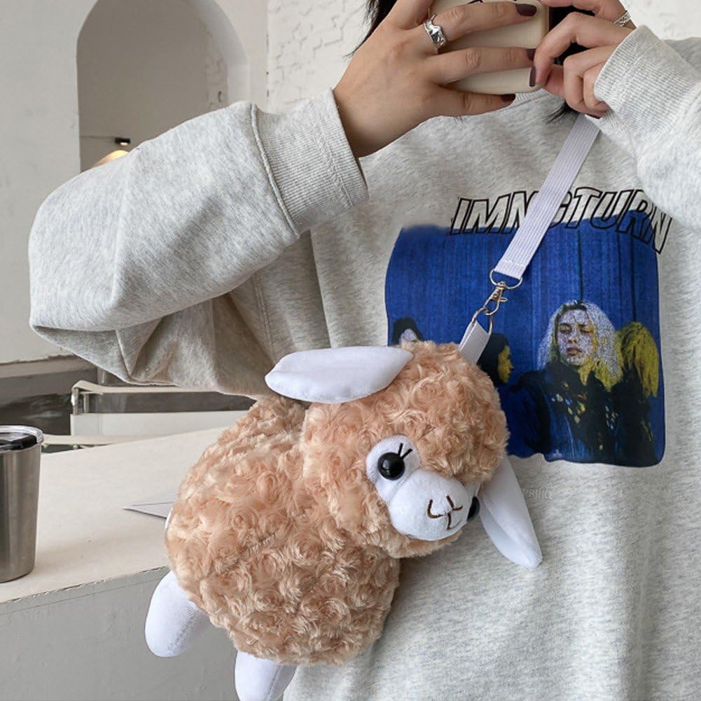 クロスボディバッグ かわいい 羊 ぬいぐるみバッグ ショルダーバッグ 動物 ハンドバッグ ふわふわ 携帯..