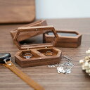 木製ジュエリーボックス ミニ 指輪ボックス 指輪ケース クルミ トラベルケース 婚約ボックス イヤリング スタッドホルダー ギフト レディース