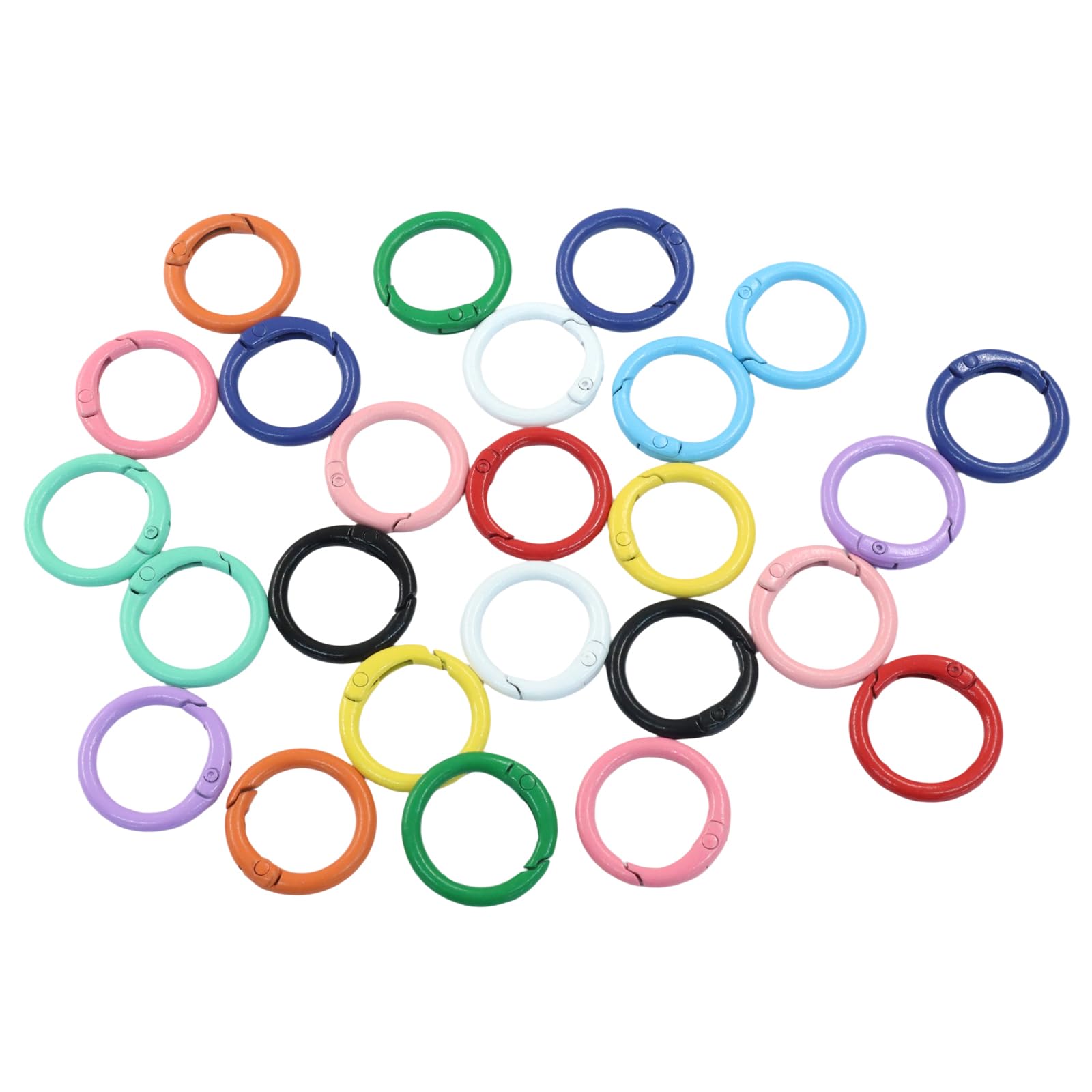 ラウンドスプリングリング、トリガースプリングスナップクリップキーリングバックルフック、キーホルダー/バッグ/財布/ハンドバッグ用アクセサリー 24個