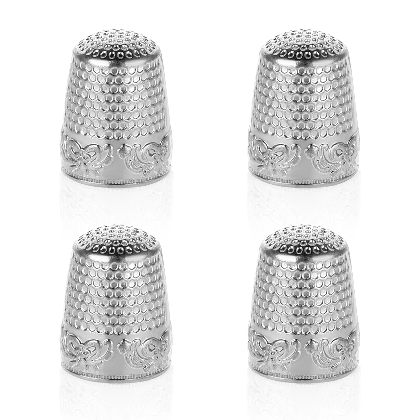 4個 ソーイング シンブル メタルシンブル 手縫い指プロテクター メタルソーイング 指ぬき フィンガープ..