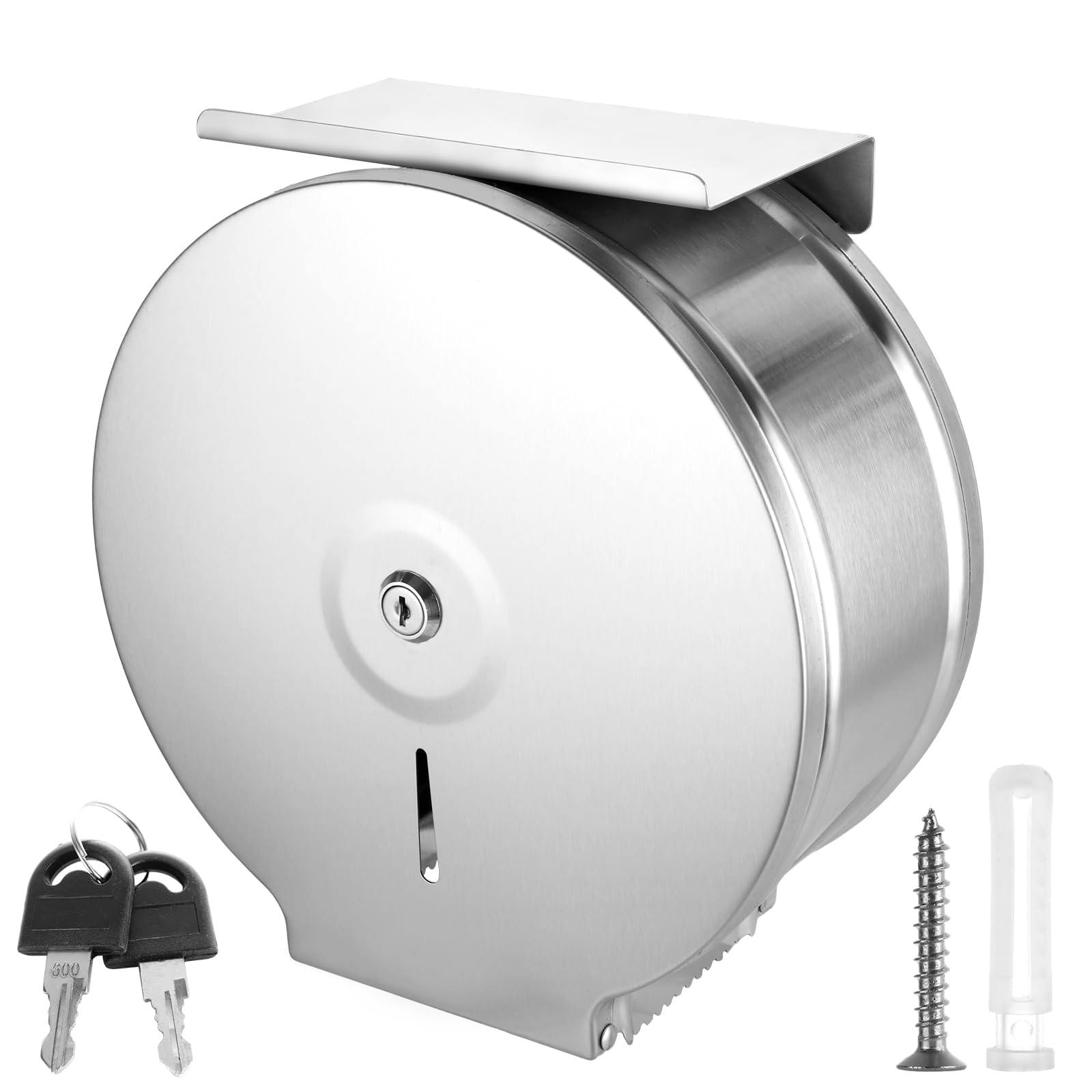 業務用トイレットペーパーディスペンサー 棚付き 壁取り付けジャンボトイレットペーパーホルダー ステ..