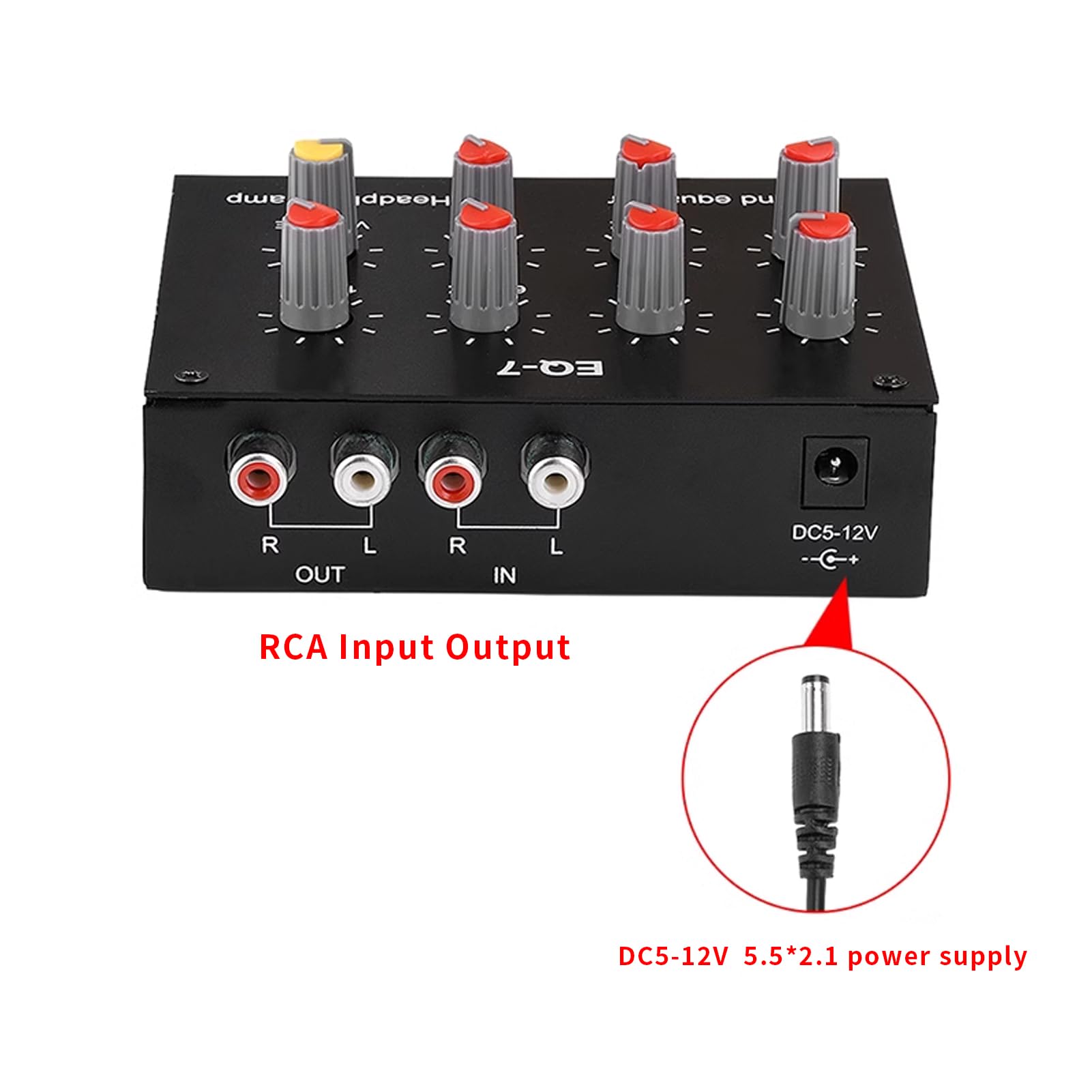 7バンドカーオーディオプリアンプグラフィックイコライザー、デュアルチャンネルデジタルサウンドイコ..