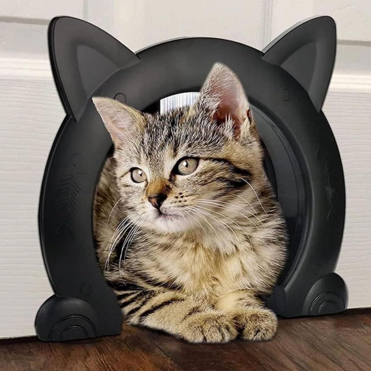 ペットドア 猫耳型 犬猫出入り口 猫扉 取り付け簡単 キャットドア 室内用 可愛い 冷暖房対策 簡単DIYセ..