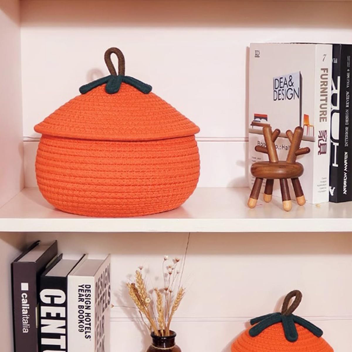 ハロウィン用編み物収納バスケット カボチャバスケット ハロウィーンズの装飾 23x21x11cm かわいい 季..