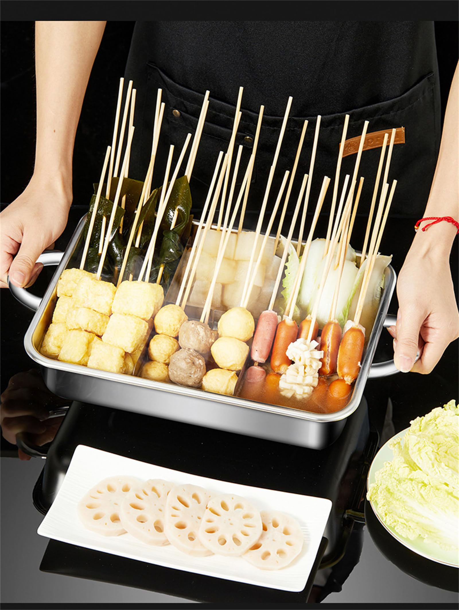 おでん鍋 家庭用 おでん 仕切り 両手鍋 おでん調理用鍋 ステンレス鋼 中華火鍋 卓上鍋 大容量 耐久性 ..