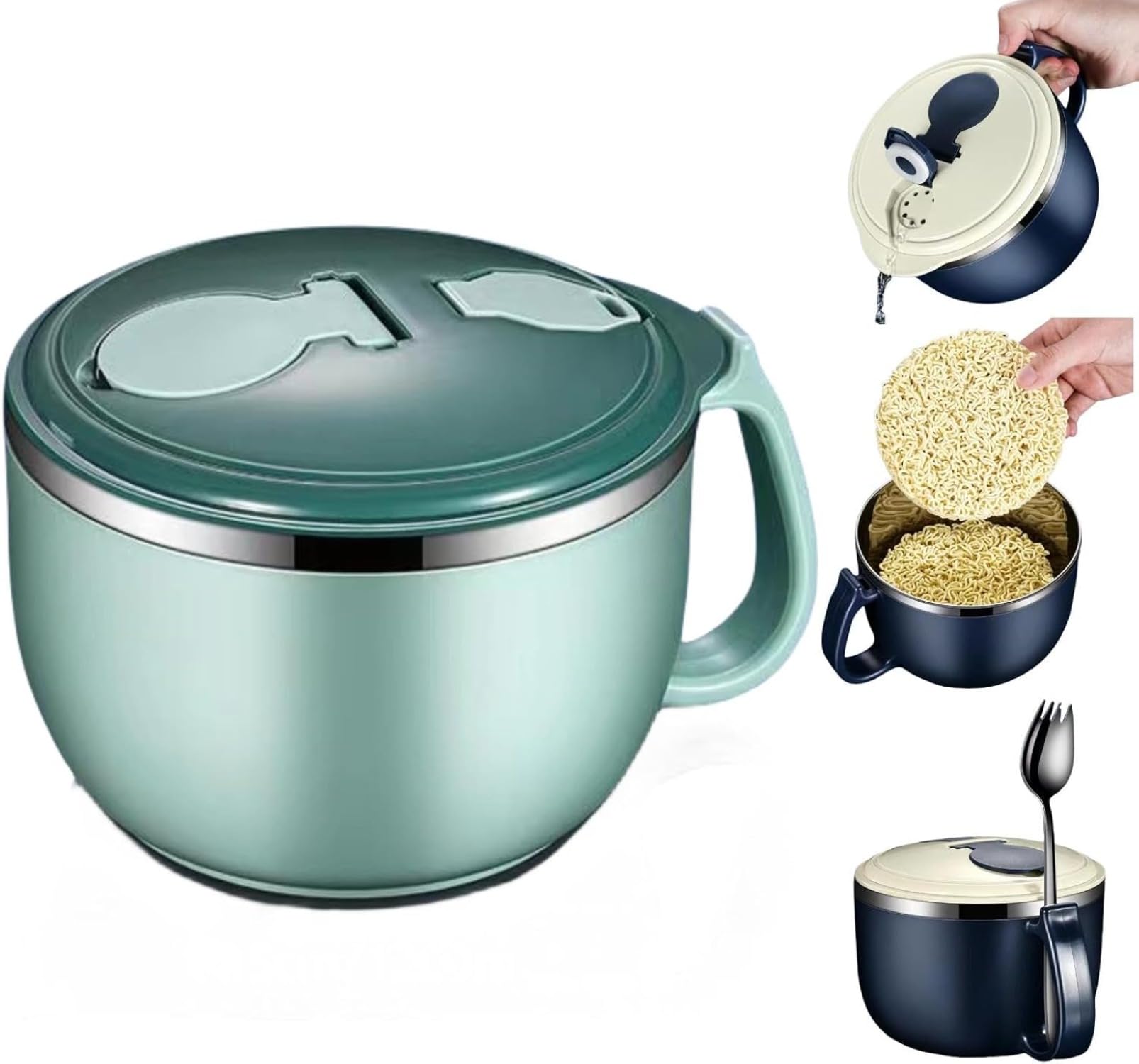 蓋付きステンレス即席麺丼、ろ過水、学生寮弁当箱、大容量弁当箱、耐熱丼ラーメン丼、二層ラーメン丼、..