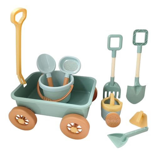 ビーチおもちゃ砂場セット 砂遊びセット【9点セット】すなばあそびセット 砂遊びカート シャベル バケツ ツールセット 親子おもちゃ 感情/視覚/知的発達 室内・屋外兼用 アウトドアおでかけ 海水浴 川遊び ビーチ 公園雪場 お風呂用 子供 男の子女の子 キッズ プレゼント