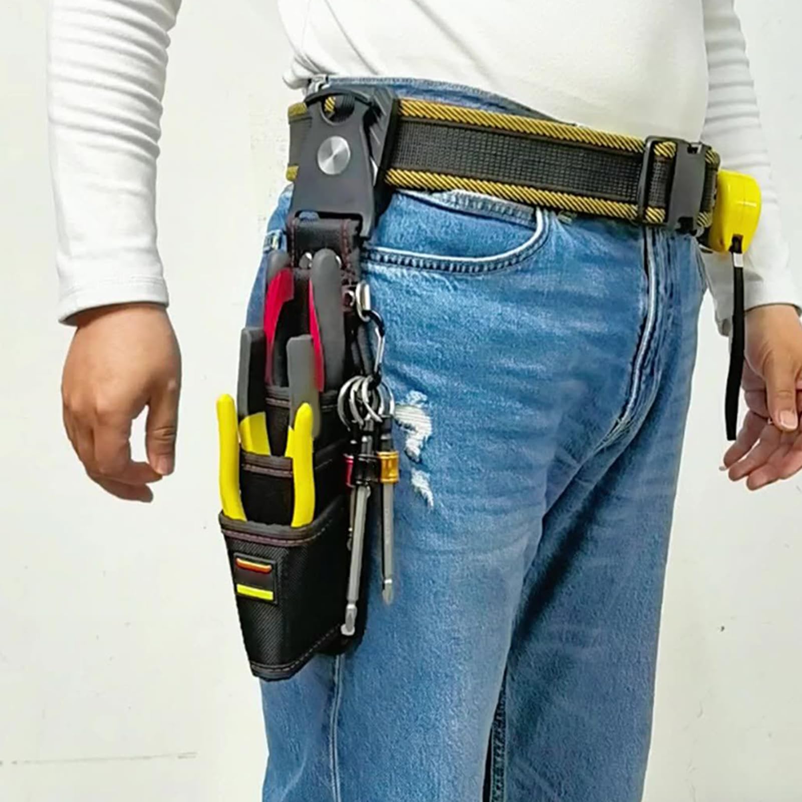 ワークポーチ - 耐摩耗性のあるデザイン付きの防水カーペンターツールポケット|電気技師の配管工のユーティリティベルトオーガナイザーガーデナー|釣り狩りの家の修理をハイキングするための屋外ポーチ