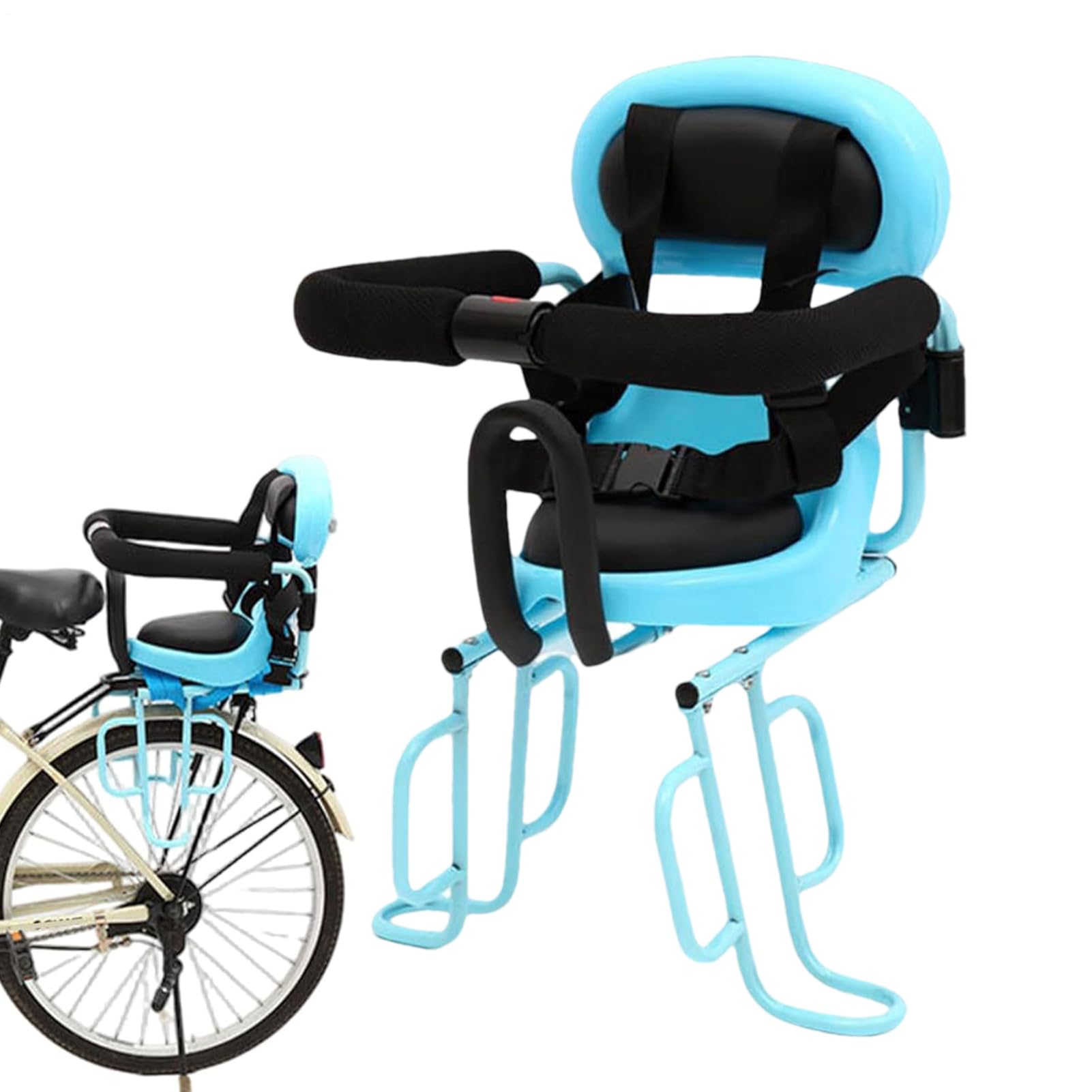 自転車 チャイルドシート, 後ろ乗せキッズシート, 自転車用アタッチメント 安全ベルト、足置きブラケットとガードレール付き 6ヶ月以上のベビー用