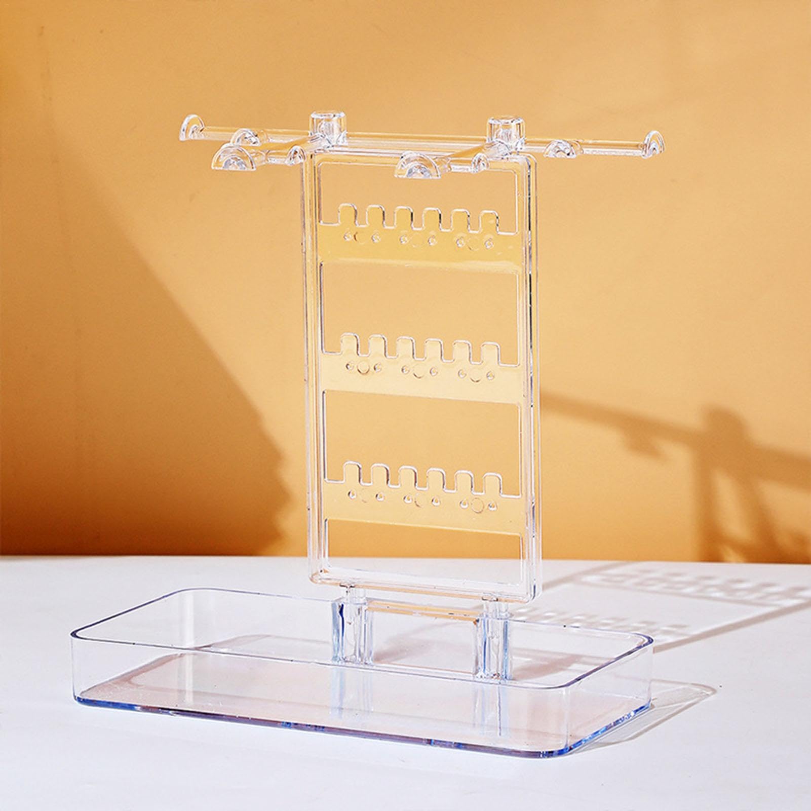 リングトレイ付きジュエリーオーガナイザースタンド - ネックレスラック&ブレスレットホルダーストレージ | 頑丈な美的ネックレス、イヤリング、ブレスレットホルダー 女性と女の子向け | 整理のためのエレガントなジュエリースタンド