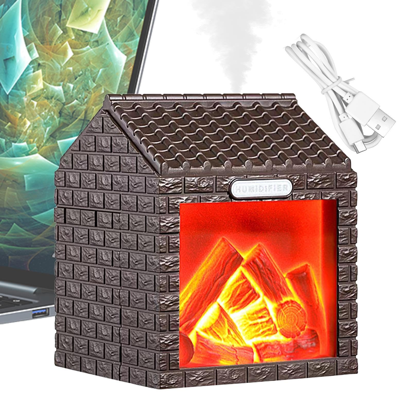 加湿器ディフューザー - 常夜灯付き空気加湿器 | 暖炉スタイルのアロマテラピーディフューザー LEDミス..