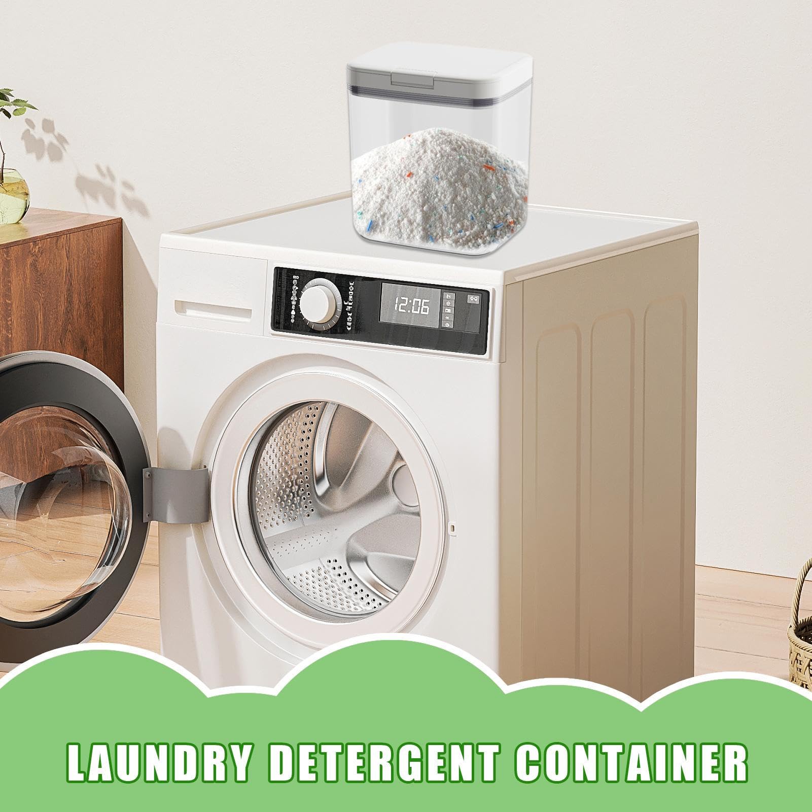 洗濯パウダー収納 - 洗濯容器 | 洗濯洗剤収納 | 5.5L 気密ウォッシュポッド ディスペンサーホルダー ボックス ホーム キッチン 浴室 米粉 ナット ドライフード パントリー整理