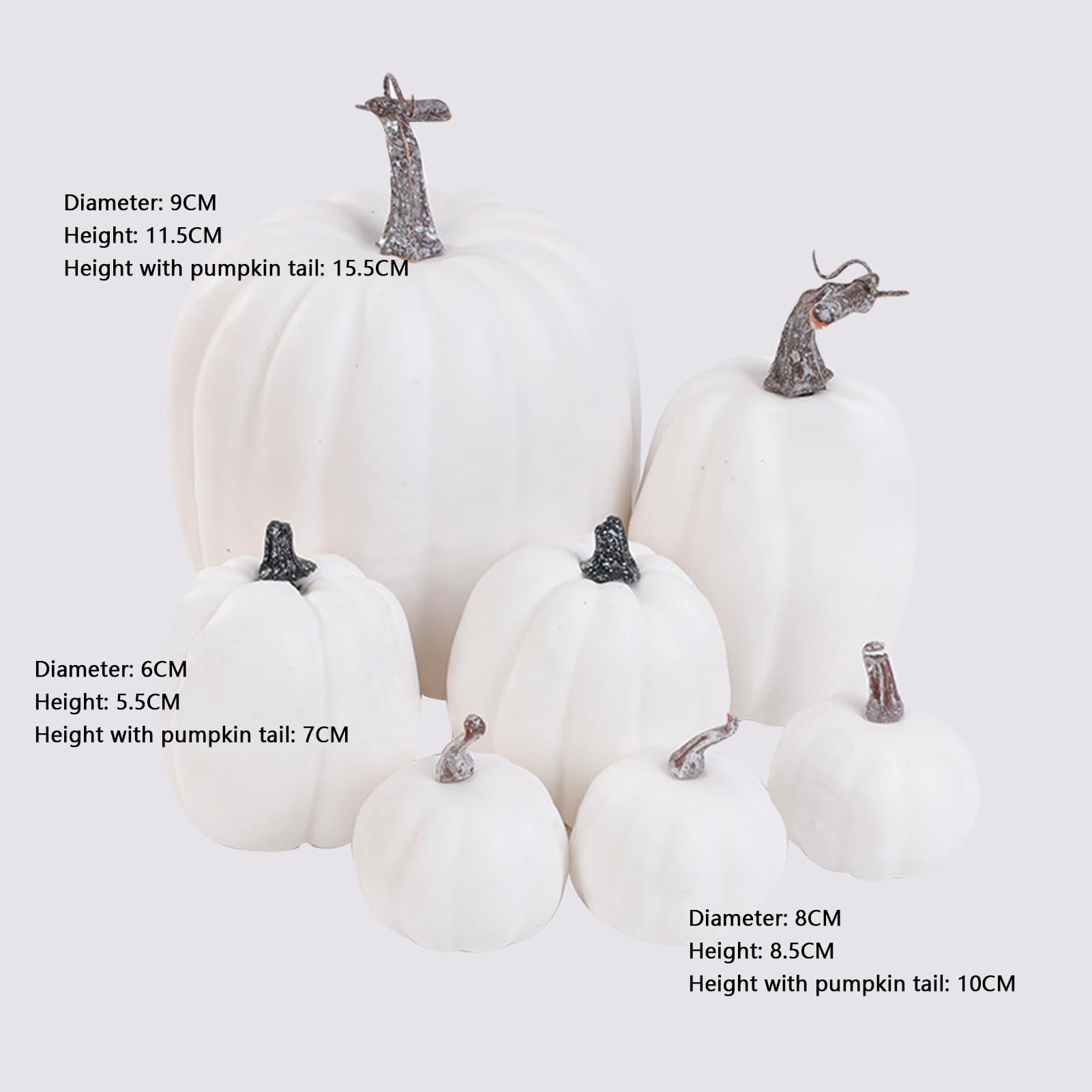 人工カボチャ - 人工 フォーム 秋の収穫 かぼちゃ 飾り,7点収穫祭パーティー用装飾品 ホーム・キッチン・ウェディング・ホリデー・サンクスギビング・ハロウィン・屋内用(3)