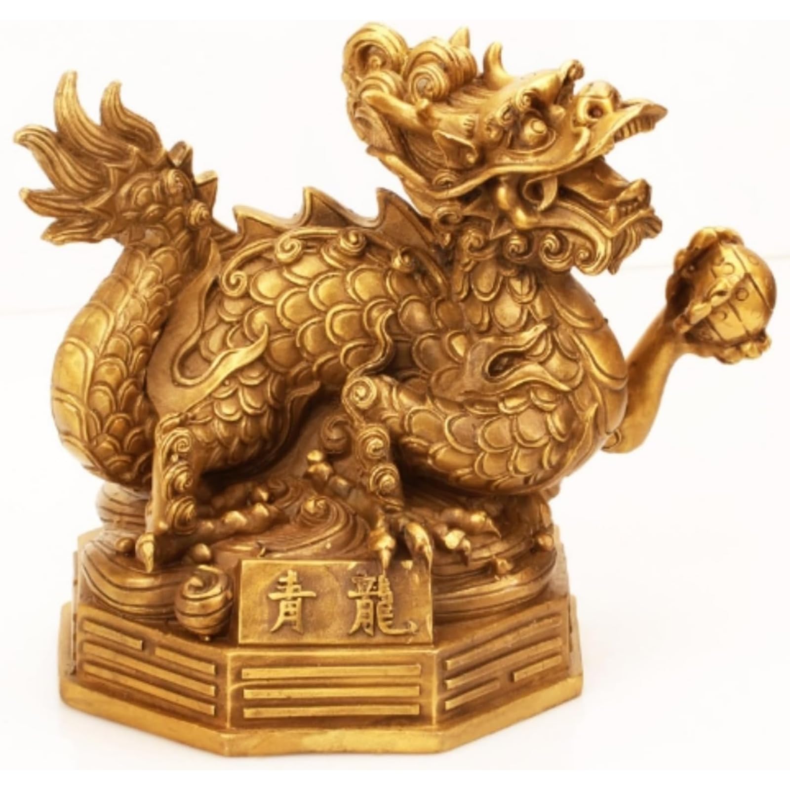 マスコット飾り 真鍮 四神獣 四辺形 緑龍 朱雀 バジリスク 白虎 真鍮工芸品 4個セット (5*8cm)