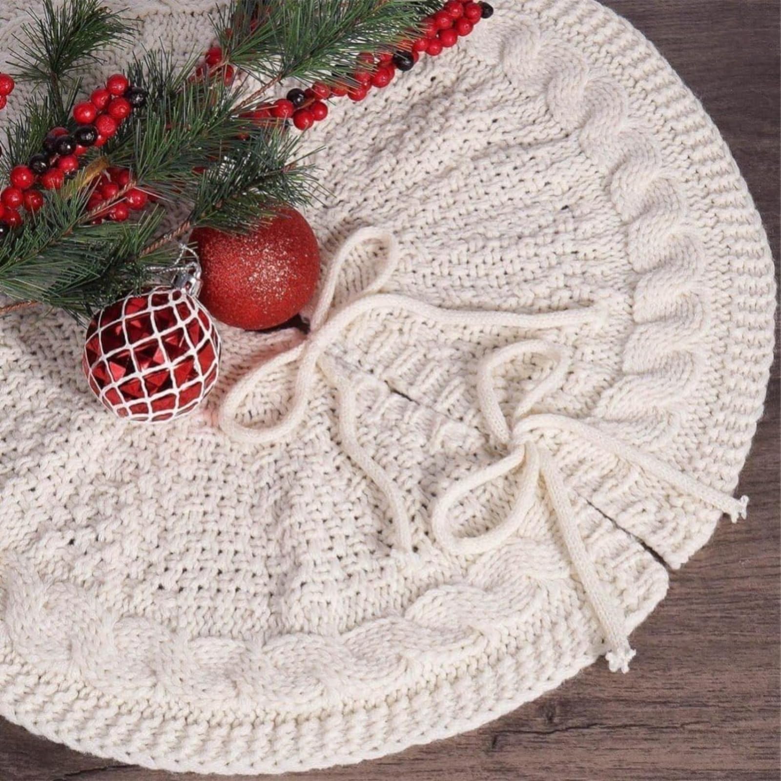 クリスマスツリースカート ニット製 円型 ツリースカート カーペット 北欧 下敷物 足元隠し アクセサリ..