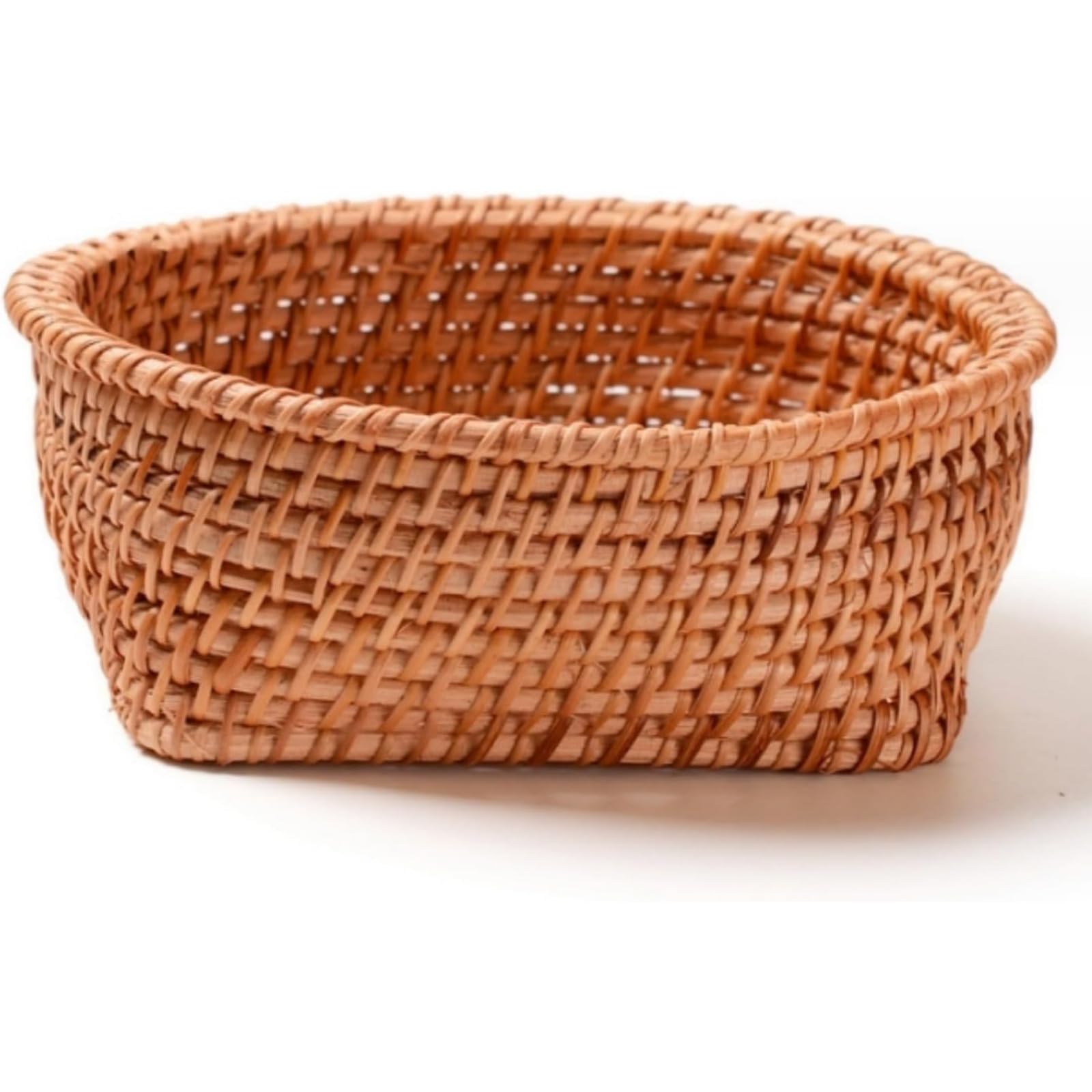 ラウンド 収納バスケット ボックス バスケット 容器 ナチュラル 手作り 天然 フルーツ 小物入れ おもちゃ キャンディ 編み物 キャビネット 卓上 部屋 キッチン クローゼット 洗える (M)