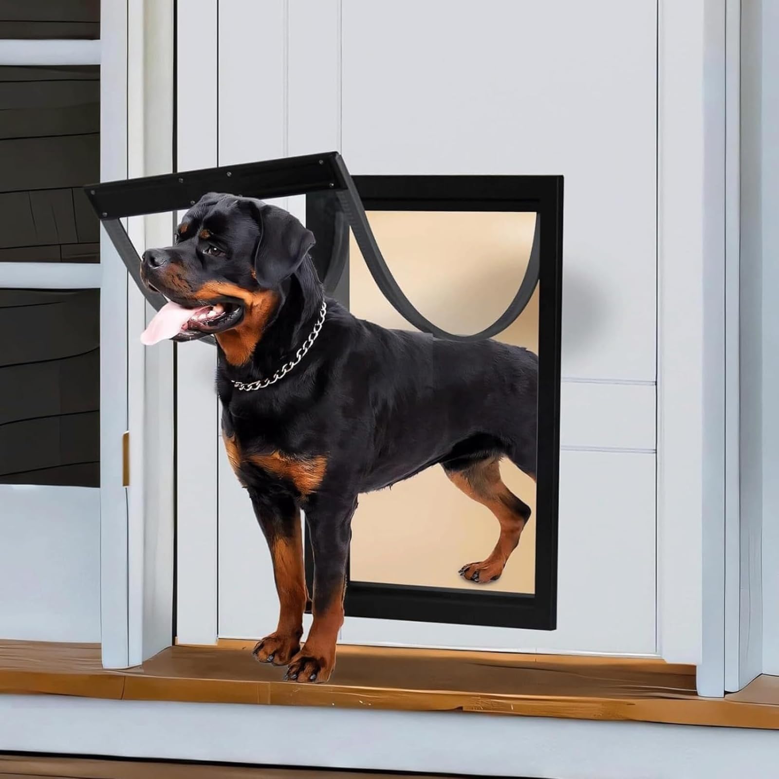 GrnArt PVCペットドア 大型犬用マグネット自動閉鎖犬用ドア 後付け 犬猫出入り口 マグリセット 取り付..