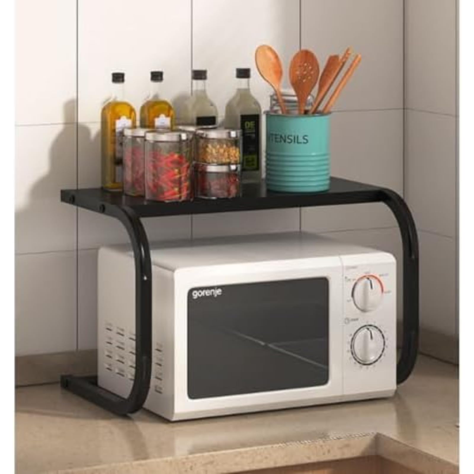 プリンターラック 卓上ラック 木製プリンターラック 大容量 (ブラック)