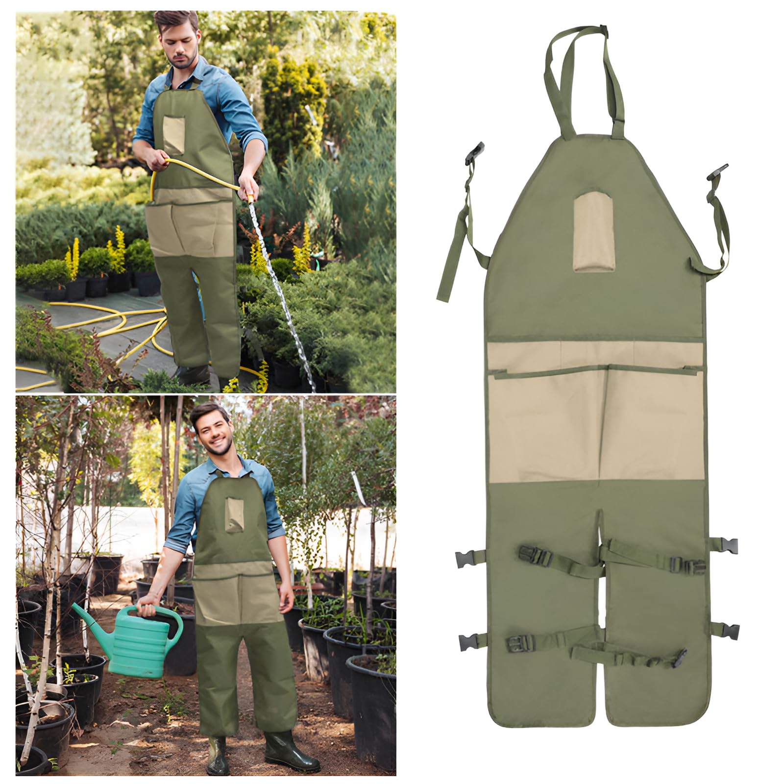 多ポケットエプロン 牛津布製！園芸作業に便利な長さ調節可能エプロン