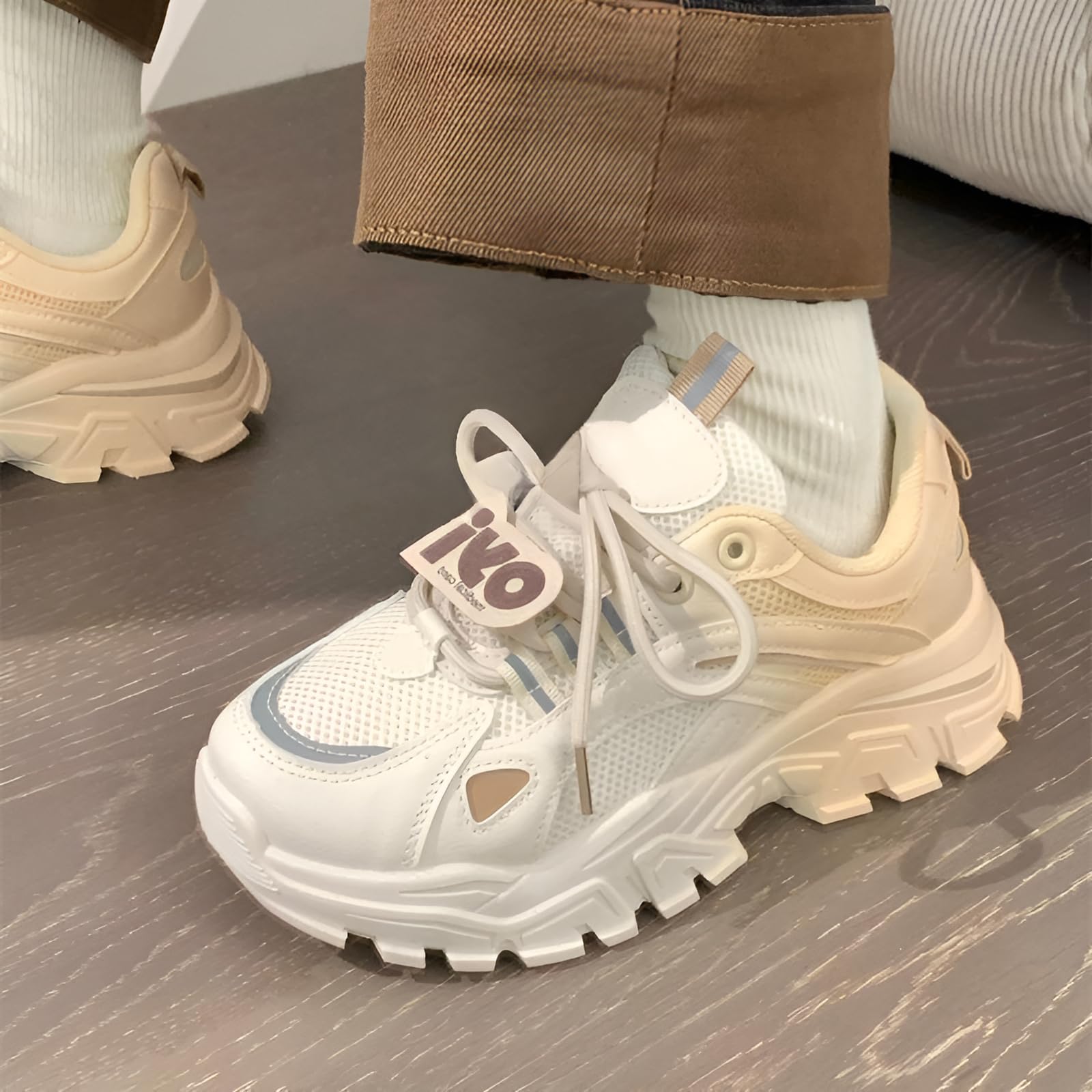 厚底スニーカー 通気性 ダッドシューズ 秋用 【グラデーション】 デザイン キャンパス レディース軽量デイリー