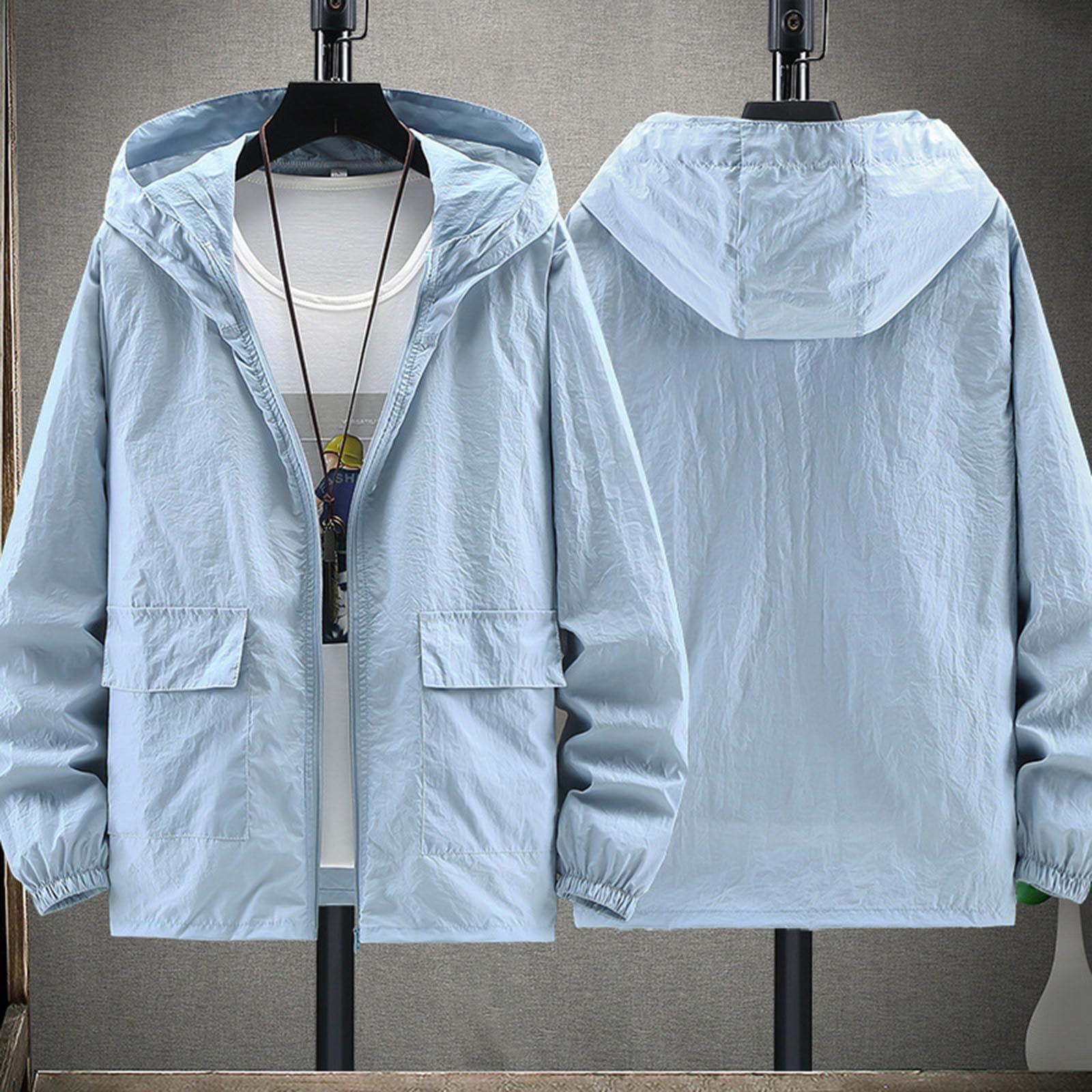 ウィンドブレーカー メンズ 薄手 通気性 軽量 マウンテンパーカー 春 秋 大きいサイズ ジップ uvカット..