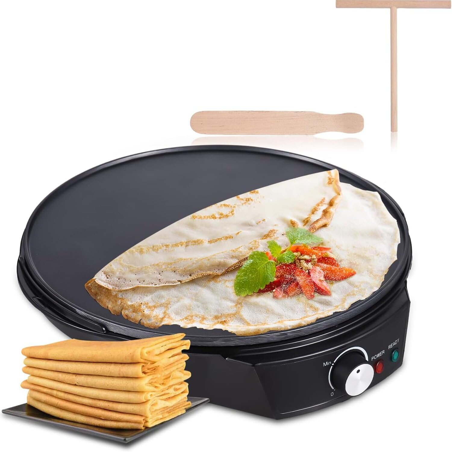 11インチ電動クレープメーカー1200 W 50-210摂氏温度制御ロティトルティーヤブリンツ用無棒パンケーキ..