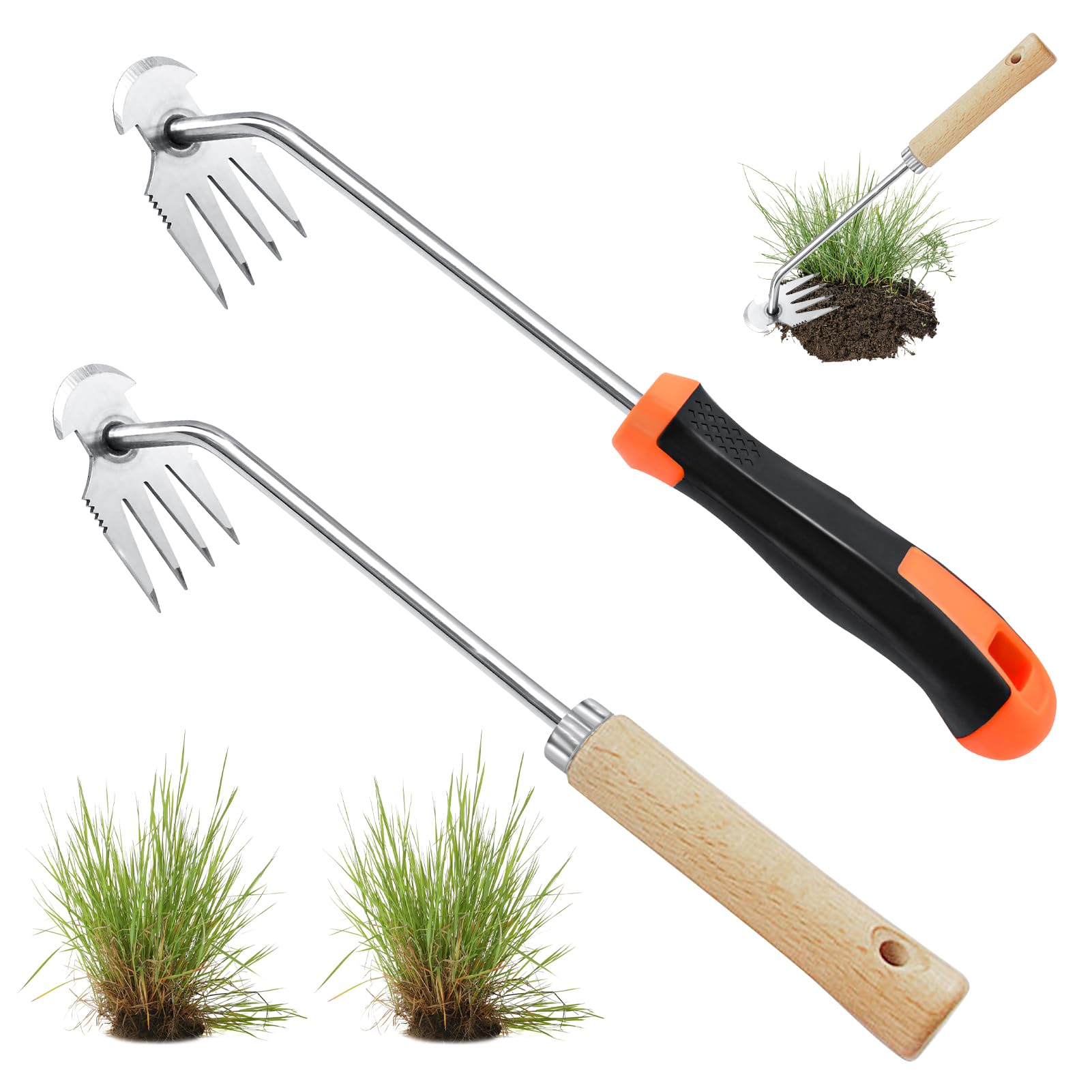 除草ツール 根抜き 多機能除草くわ片手用 長い柄 雑草取り器具 草刈り 便利グッズ 草取り用くわ 雑草取..