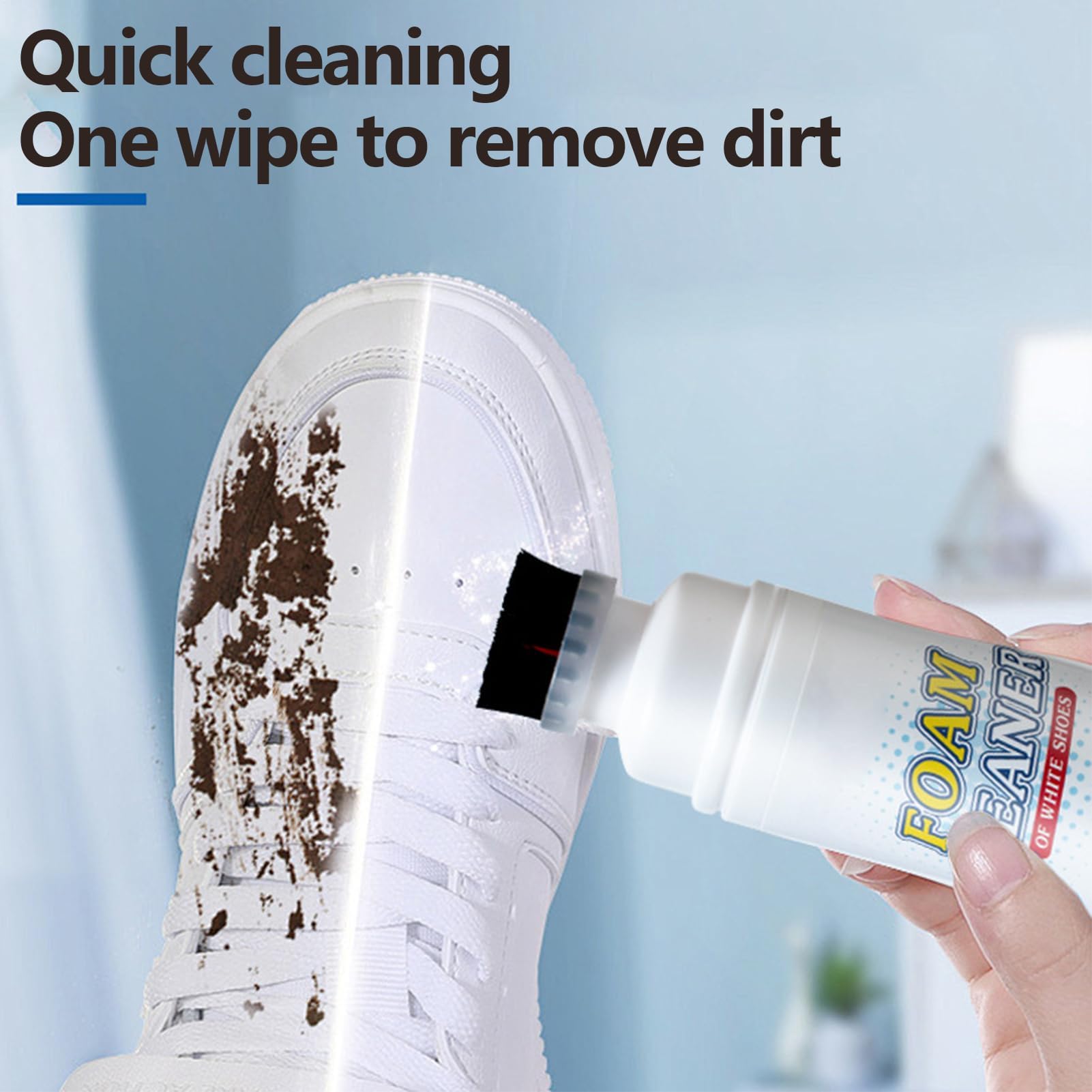 靴クリーナー - ブラシヘッド付き100mlスニーカークリーナーキット|白い靴のための深い掃除ムース|フォ..