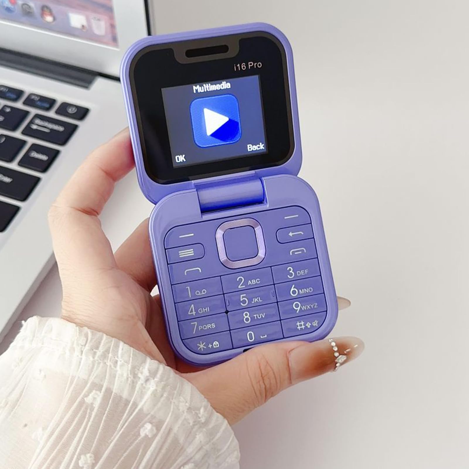 小さな折りたたみ可能な電話、充電式折りたたみ可能なクラムシェルデザイン - HDリアカメラ付きの小さ..