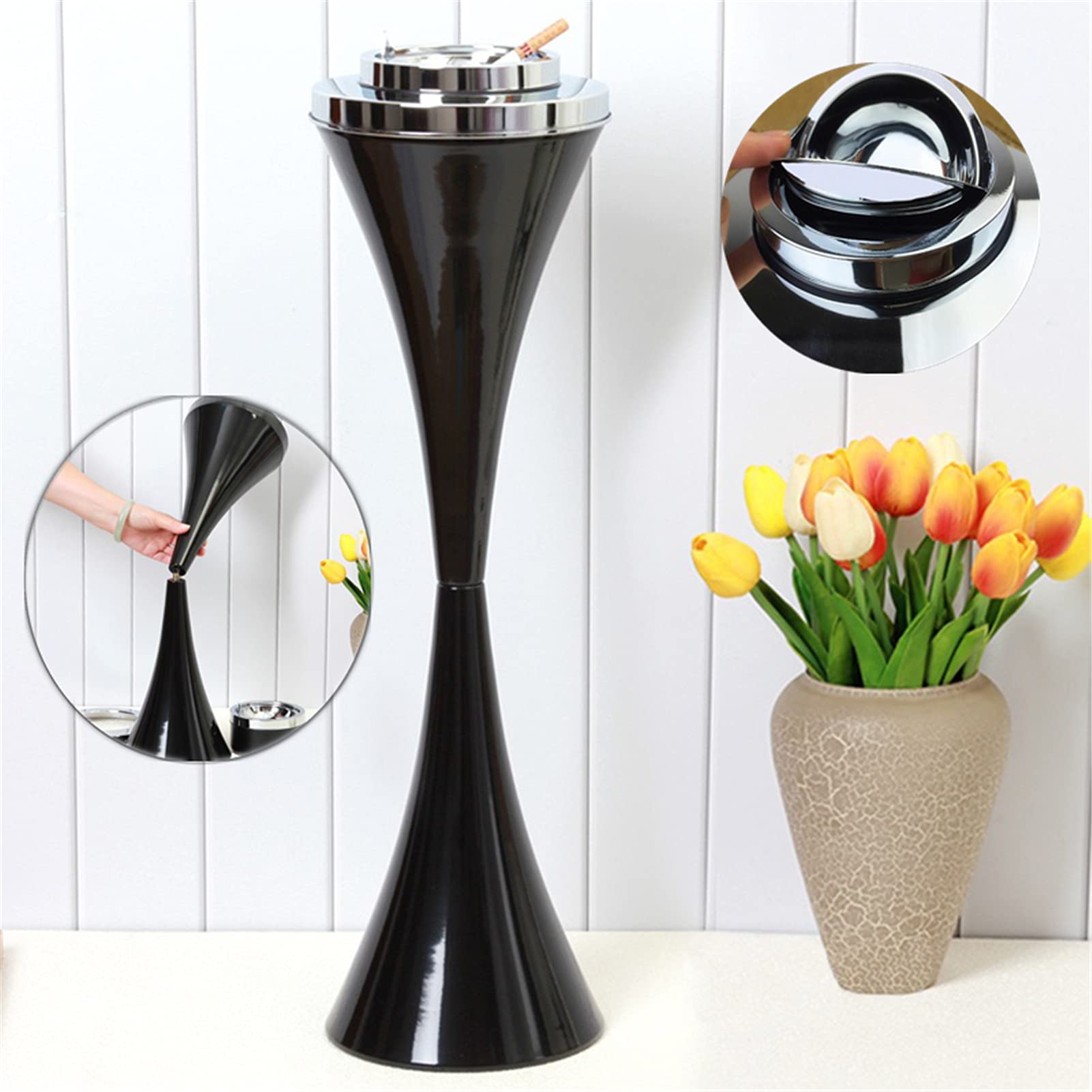 現代的なふた付きフロアスタンド灰皿、調整可能なスタンディング灰皿、屋外屋内のたばこバットレセプタ..