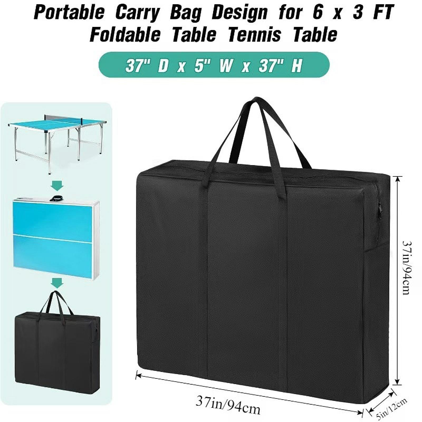 折りたたみ式卓球台収納バッグ 6 x 3フィート折りたたみ式テニステーブル用 防塵 ハンドル付き保護 ポ..
