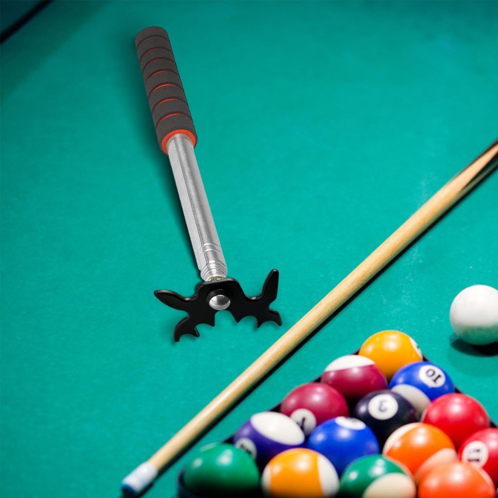 プールキュースティックブリッジ、取り外し可能なブリッジヘッド付き、ステンレススチール製ビリヤードアクセサリー、スヌーカーキューレスト、ゲームプールテーブル用(3)