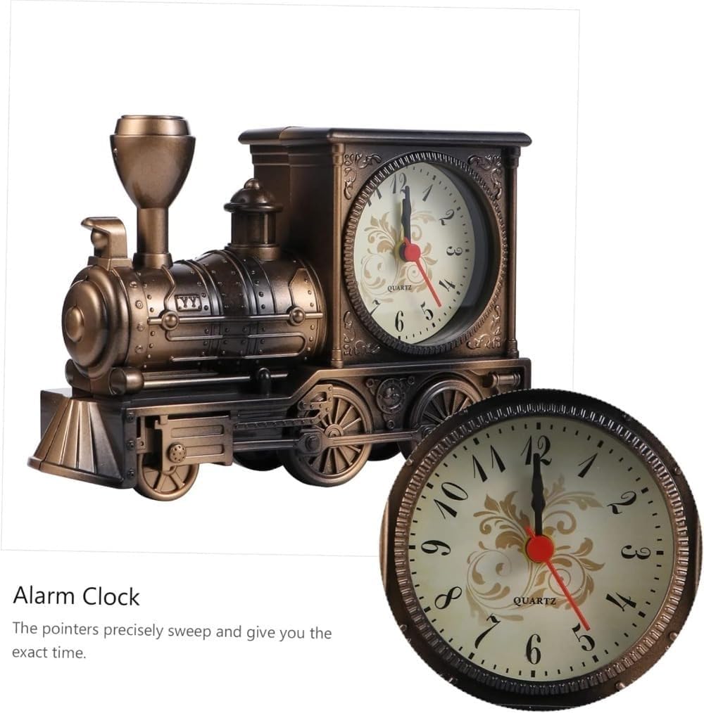 列車模型鉄道模型ヴィンテージベッドサイドクロック 装飾アラーム 昔ながらの レトロ 電車の 装飾時計 ..