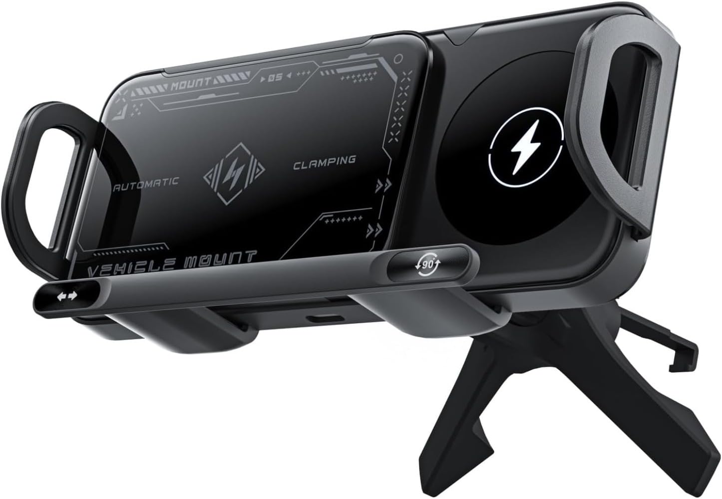 携帯電話ホルダー ワイヤレス充電器急速充電 超敏感 電気 折りたたみ式スクリーン電話ホルダー 折りたたみスクリーン車の電話ホルダー 防水・防塵 モバイルユーザー 耐落下性 (黒)