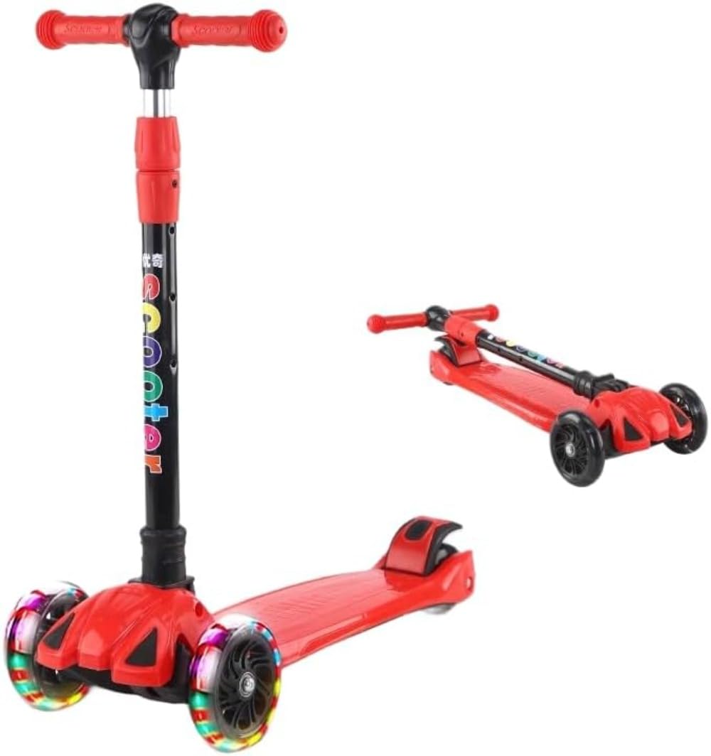 キックスクーター 折り畳み式 子供キックボード 3輪 子供用キックボード 三輪車 4段階高さ調整 光るLED..