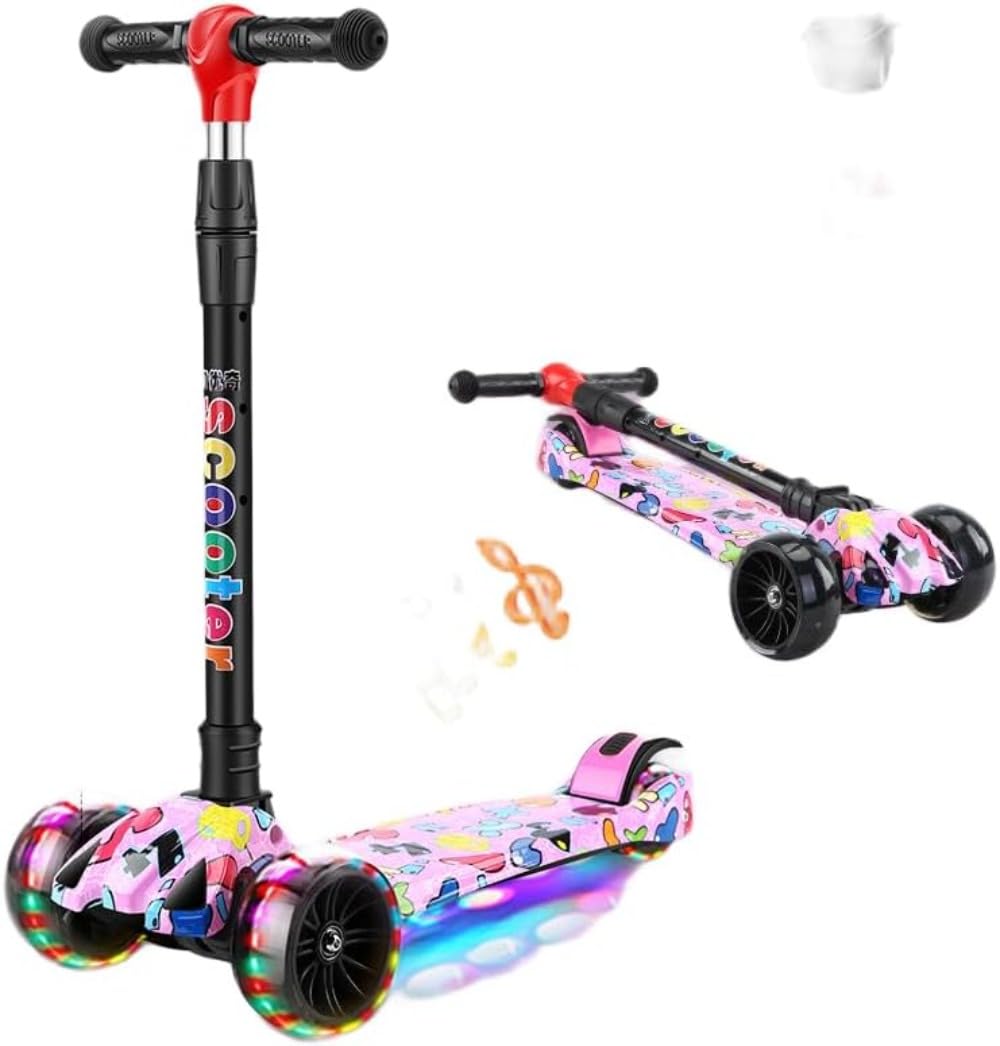 キックスクーター 折り畳み式 子供キックボード 3輪 子供用キックボード 三輪車 4段階高さ調整 光るLED..