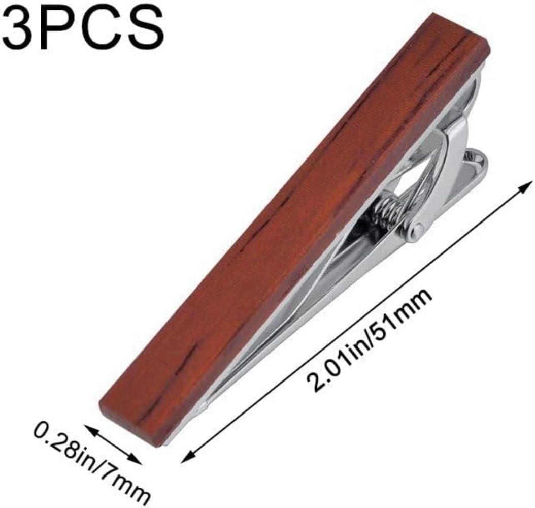 木製ネクタイクリップ ネクタイクリップ 木製ネクタイピン 男性用ナチュラル タイバー ファッション ネクタイスライド 結婚記念日 ビジネス用 ギフト 3個 [並行輸入品]