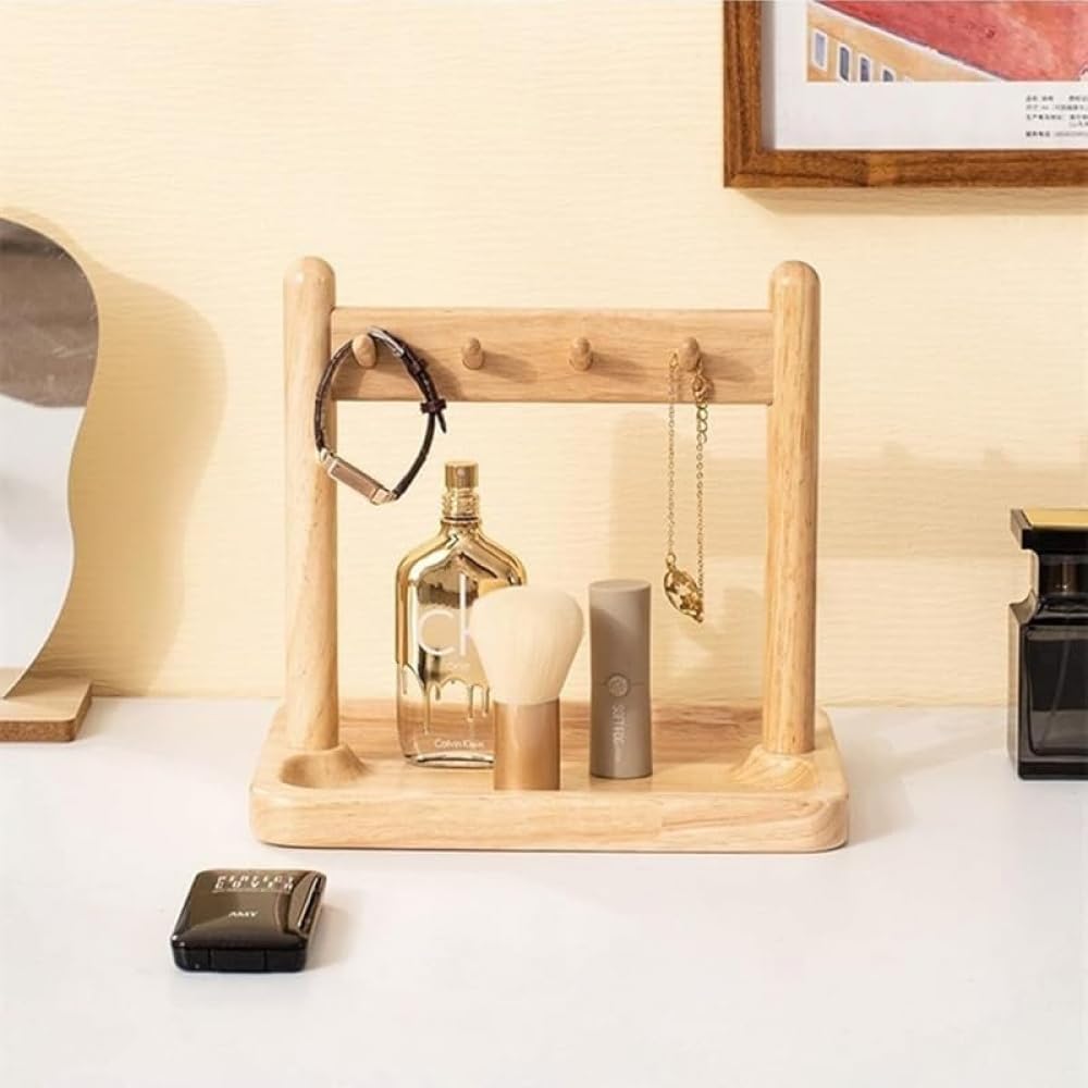 天然木玄関キースタンド 可愛い鍵置き 木製キーフック おしゃれインテリア雑貨 小物収納トレー アクセ..