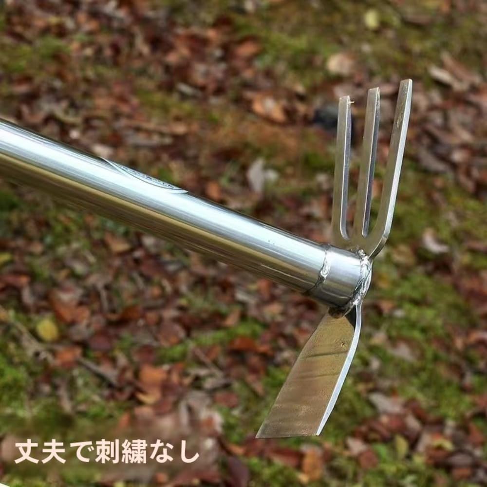 ステンレス製片手鋤 園芸用鍬 土寄せ・草削り・掘り多機能 ステンレスパイプハンドル 小型シングル鍬 ..