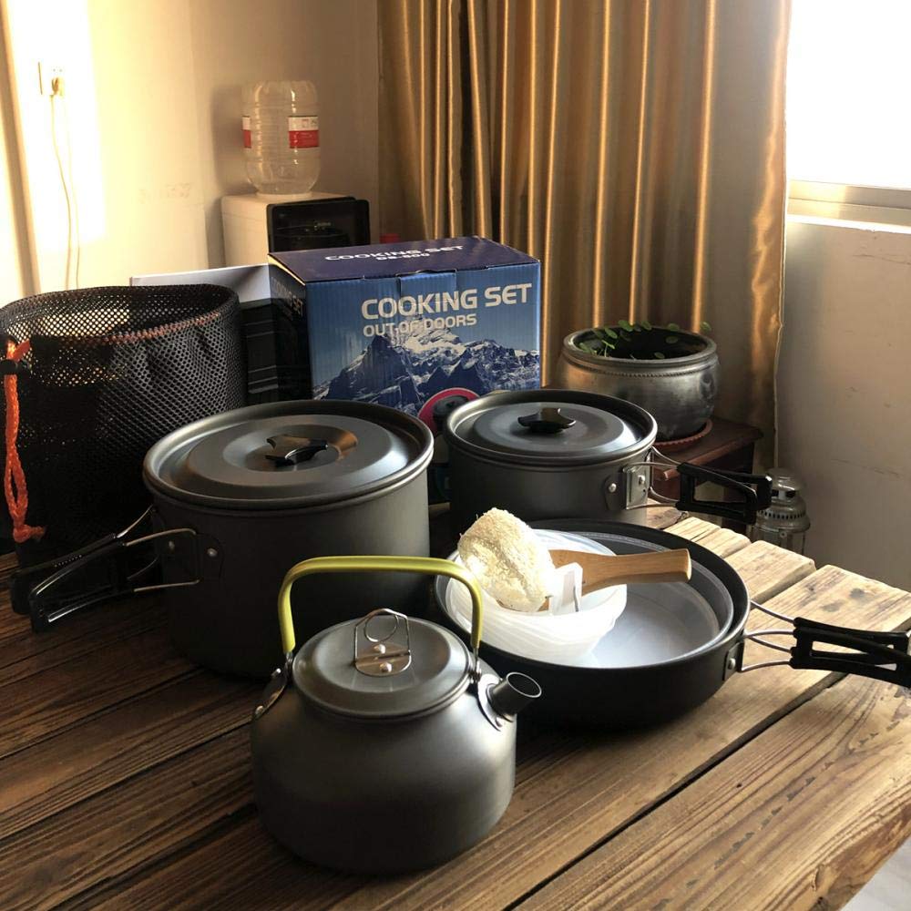 キャンプクッカーセット アウトドアクッカー クッカーセット 全部15点 防災キャンプ 登山用鍋アルミク..