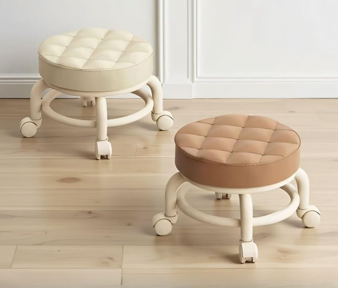 プーリーロースツールサイレントユニバーサルホイール小さなスツール金属家庭用大人用ホイール付き可動..