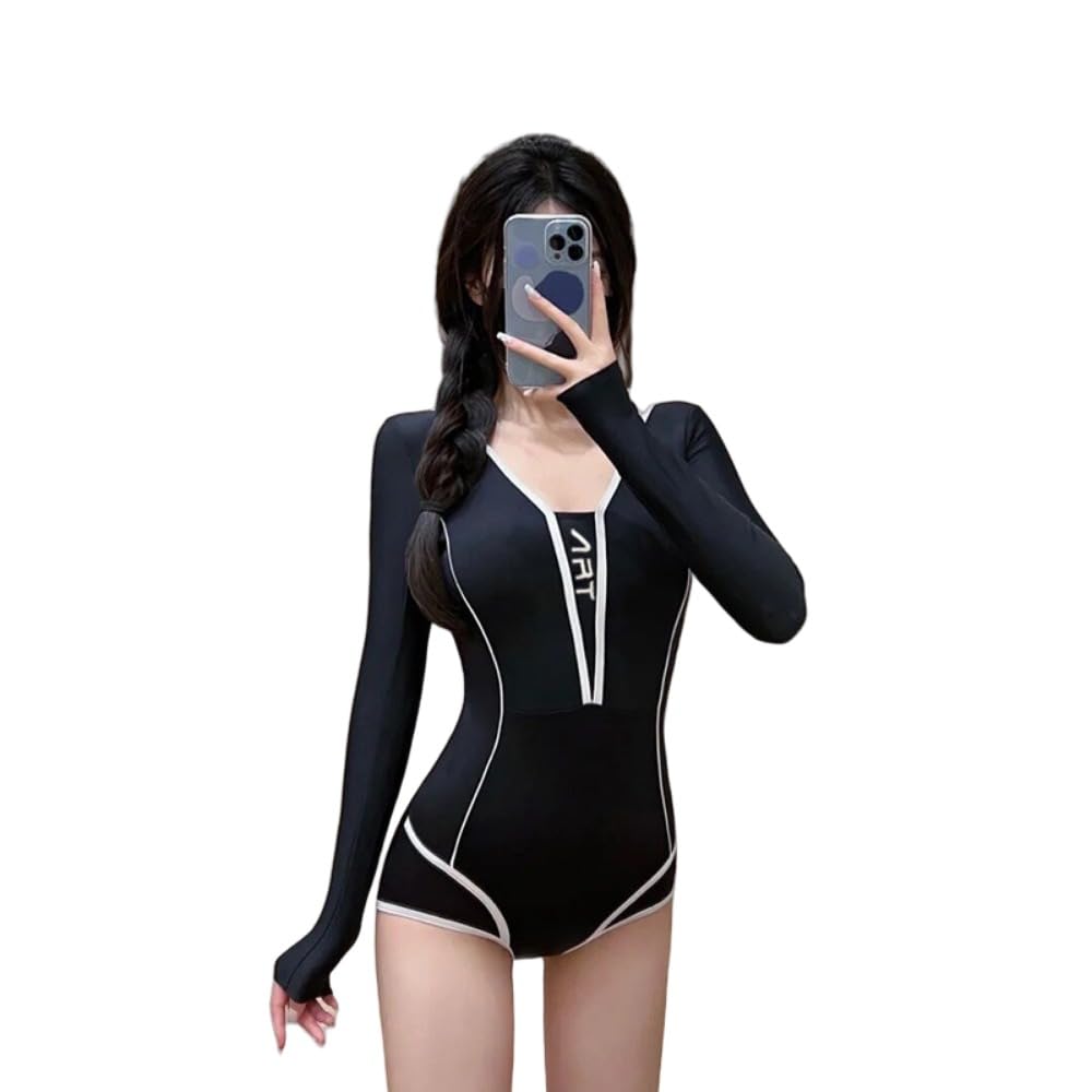 [] レディース ワンピース 水着 長袖 対戦車 肉隠し 着痩せ 背中漏れ 温泉 リゾート 水着