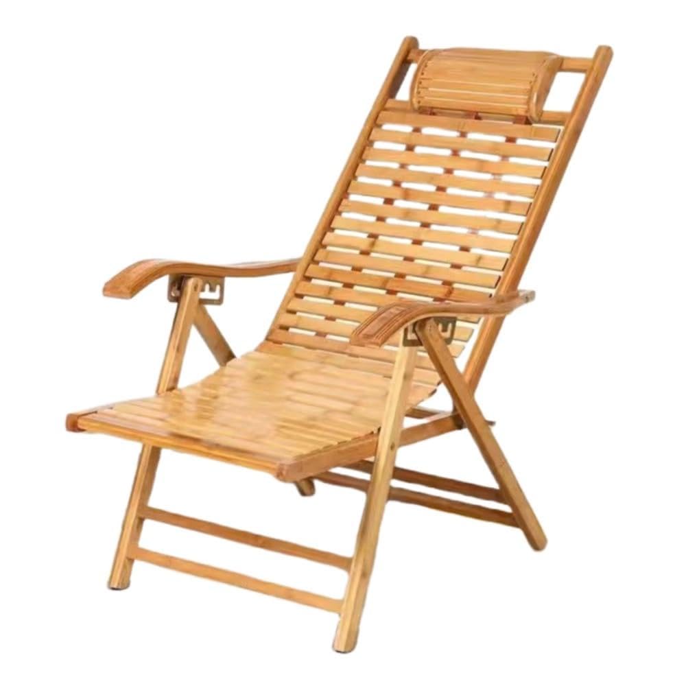 竹製リクライニングチェア 折りたたみ式 ランチ休憩 大人用 家庭用 折りたたみ椅子 ポータブル 高齢者用 ランチ休憩 寝椅子 レジャー用リクライニングチェア (A)