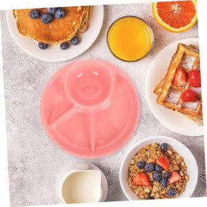 【】2個 ディナープレート 段トレイの装飾 サービング用フルーツトレイ 皿 メッキされた 夕食 高原 用食器 食品を提供するためのトレイ 用の仕切り板 プラスチック 再利用可能 (ホワイト+ピンク/23.5cm)