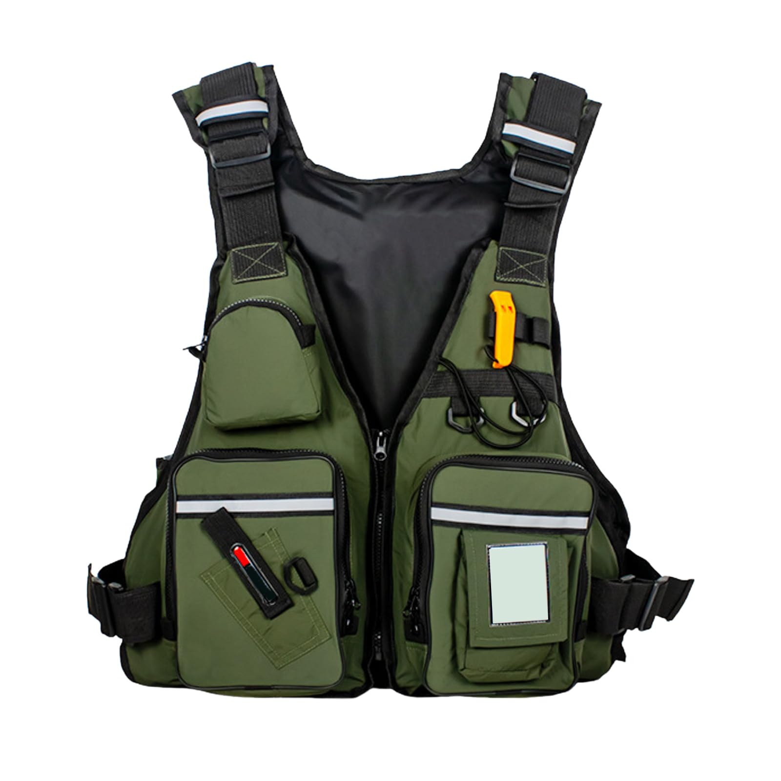 釣り ベスト マルチポケット 多機能 ホイッスル付き 浮力材入り フィッシング アウトドア フィッシング..