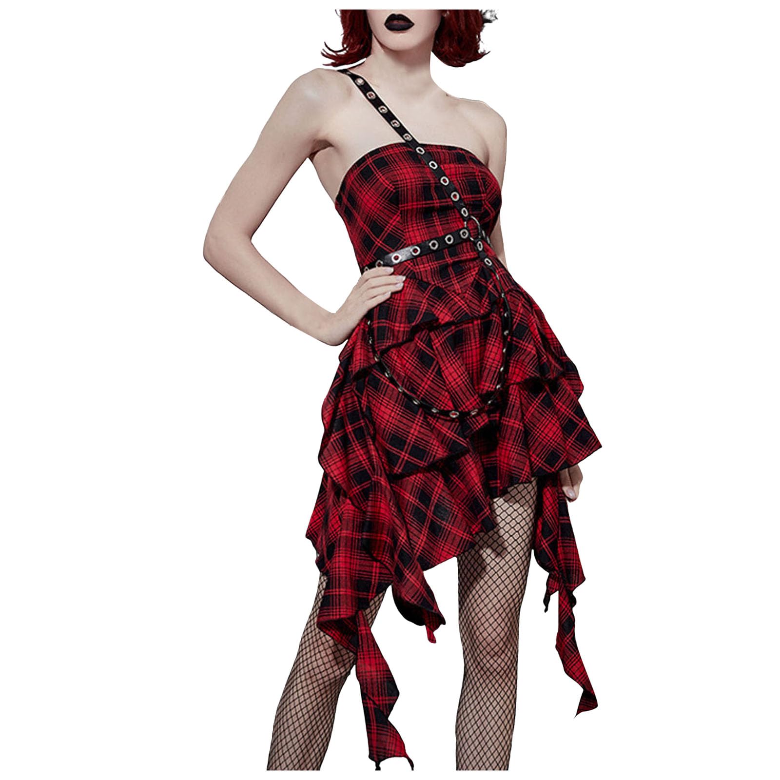 レディース ゴシックドレス チェック トレンディ 辣妹風 トップドレス 通勤 ワンピース 地雷系 お姫様 可愛い おしゃれ 仮装 衣装 魔女 吸血鬼 小悪魔 大人 パーティー イベント 森ガール コスチューム 舞台衣装 ライブ 撮影
